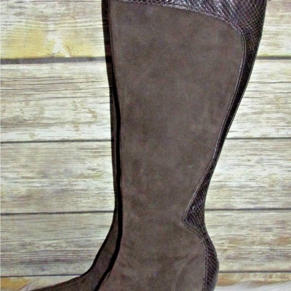 Valerie Stevens Val Flex Alegria 2 Snakeskin Brown Leather Boots - Picture 7 of 8